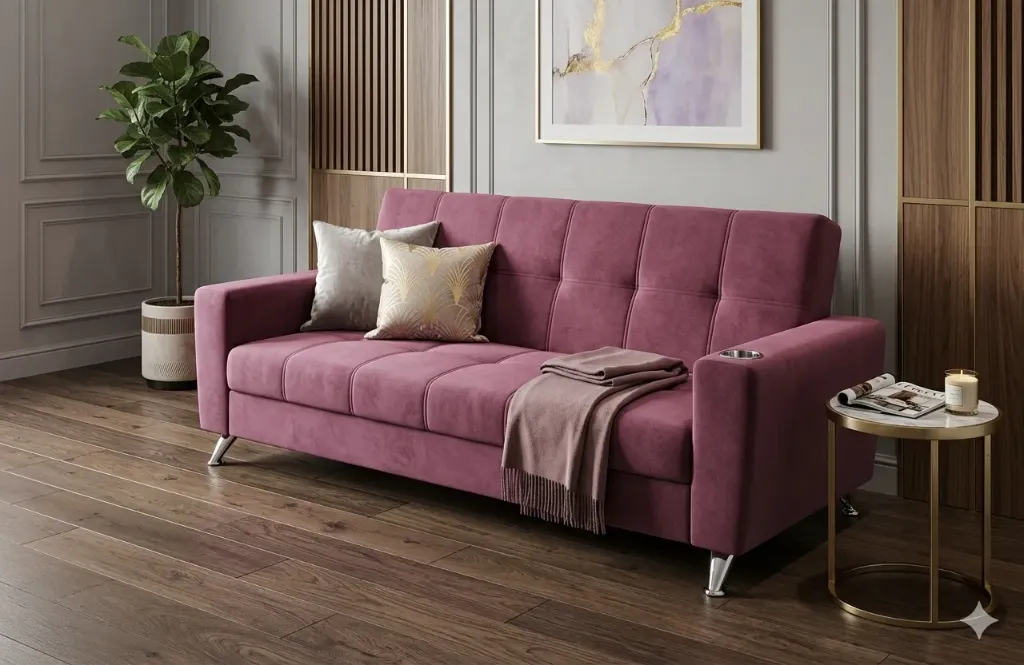 SOFA CAMA CON PORTAVASOS Y CODERA